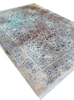 فرش وینتیج اصفهان طرح ملکشاه رنگ کرم آبی 1200 شانه کد 21012836 - فرشخونه