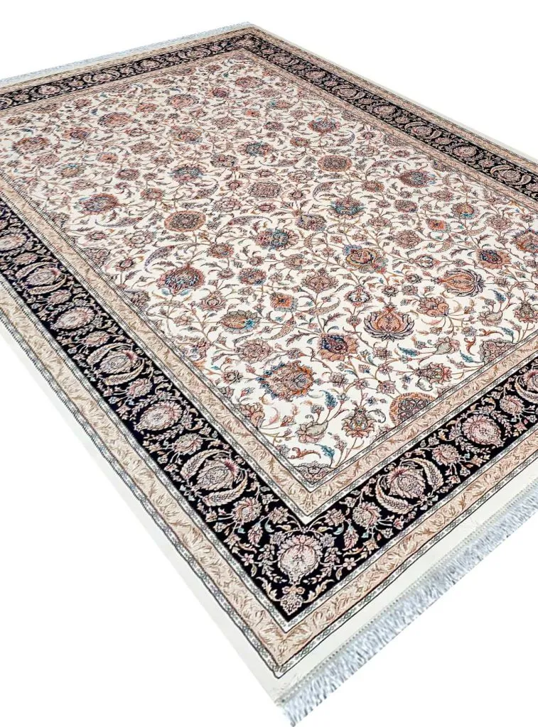 فرش افشان طرح سامین رنگ کرم 1200 شانه تراکم 3600 کد 21012840 - فرشخونه