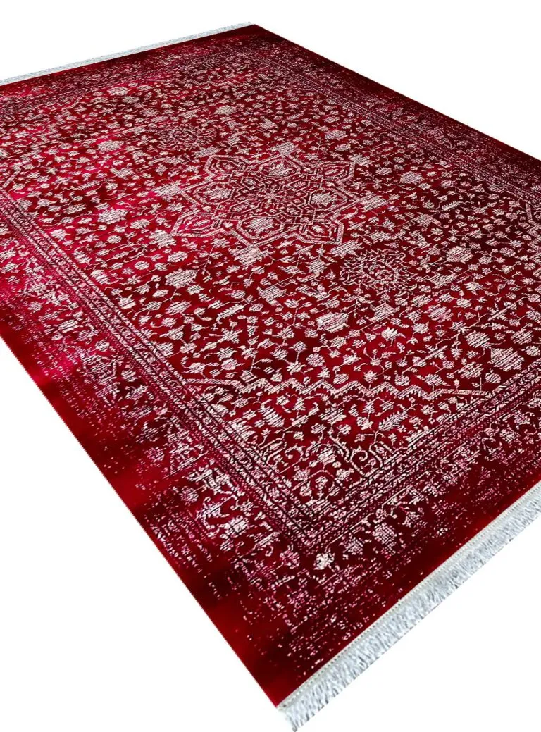 فرش طرح روبی 1200 شانه غیر برجسته 3600 کد 12850 رنگ لاکی - فرشخونه