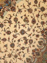 فرش طرح اصفهان طرح سلیمان رنگ کرم حاشیه سرمه ای 1200 شانه کد 2102514 - فرشخونه