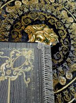 فرش ورساچه طرح اورانوس 1200 شانه سرمه ای گل برجسته کد 1232 - فرشخونه