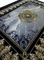 فرش ورساچه طرح اورانوس 1200 شانه سرمه ای گل برجسته کد 1232 - فرشخونه