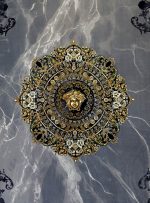 فرش ورساچه طرح اورانوس 1200 شانه سرمه ای گل برجسته کد 1232 - فرشخونه