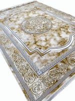 فرش وینتیج طرح مدوسا ابرو بادی رنگ بژ 1200 شانه گل برجسته کد 1236 - فرشخونه