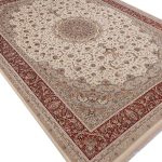 فرش طرح فروغ 1500 شانه 10 رنگ کد 1226 کرم حاشیه گلبهی - فرشخونه