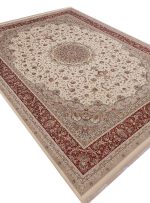 فرش طرح فروغ 1500 شانه 10 رنگ کد 1226 کرم حاشیه گلبهی - فرشخونه