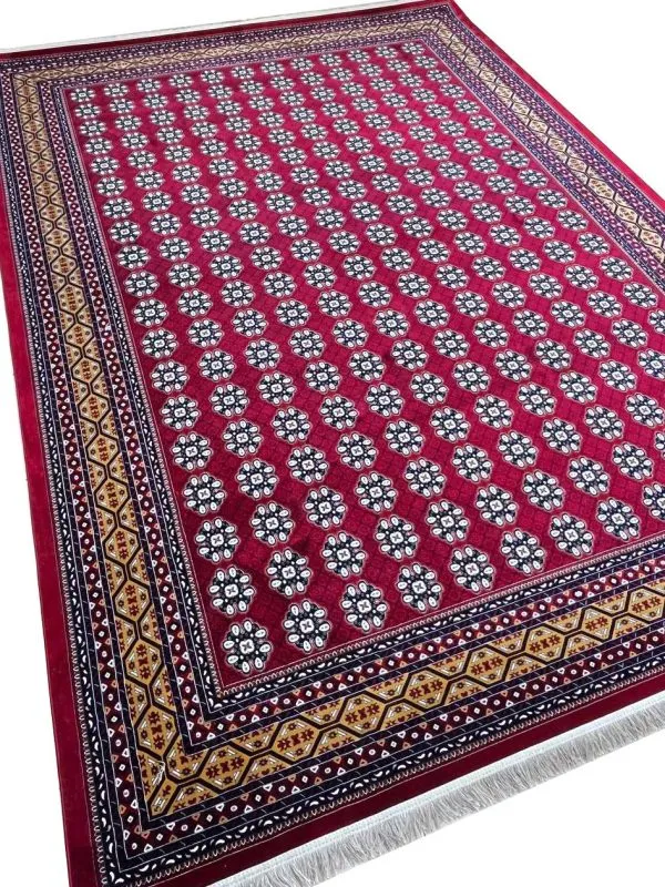 فرش ترکمن طرح قاصدک لاکی 1500 شانه گل برجسته کد 3101304 - فرشخونه