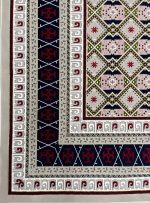 فرش ترکمن طرح قاب لوزی نقره ای 1500 شانه برجسته کد 3101305 - فرشخونه