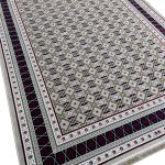 فرش ترکمن طرح قاب لوزی نقره ای 1500 شانه برجسته کد 3101305 - فرشخونه