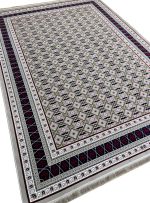 فرش ترکمن طرح قاب لوزی نقره ای 1500 شانه برجسته کد 3101305 - فرشخونه