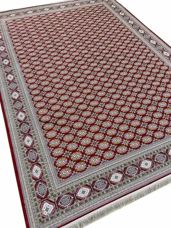 فرش ترکمن طرح گل ماری لاکی 1500 شانه گل برجسته کد 3101306 - فرشخونه