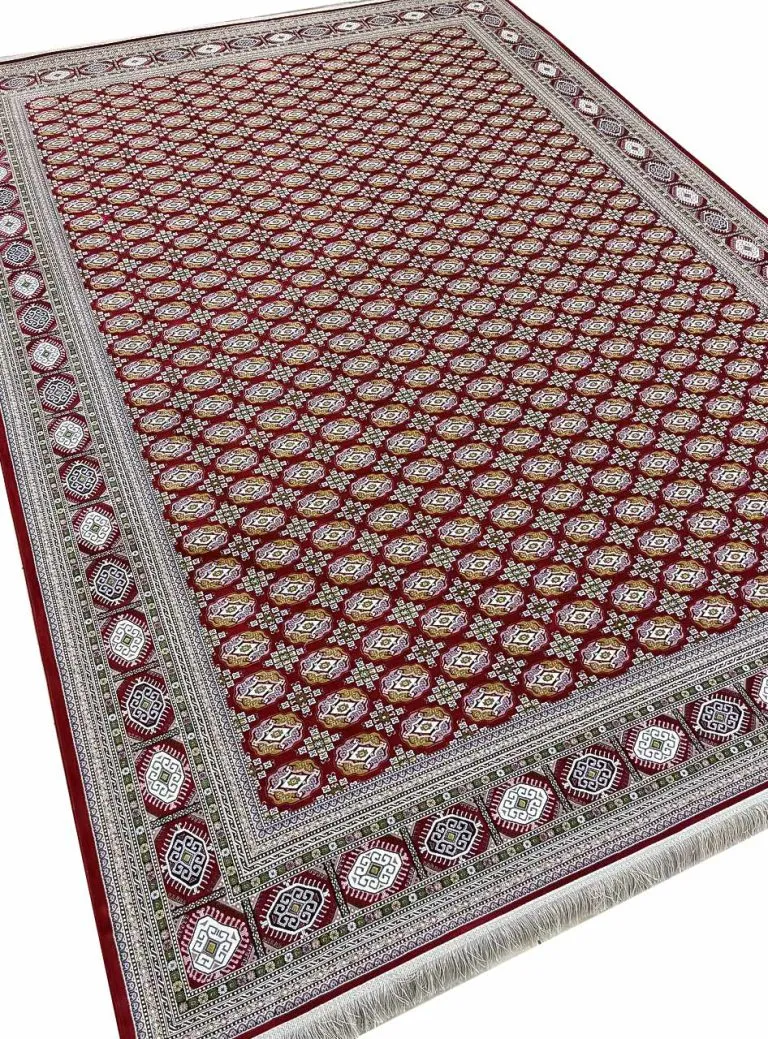 فرش ترکمن طرح گل ماری لاکی 1500 شانه گل برجسته کد 3101306 - فرشخونه