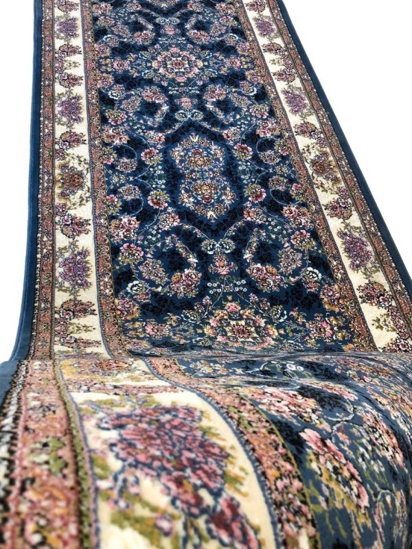 فرش کناره افشان طرح شاهان آبی برجسته 700 شانه 2100 کد 7841 - فرشخونه
