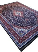 فرشینه طرح فرش کاشان رنگ سرمه ای کد 4051