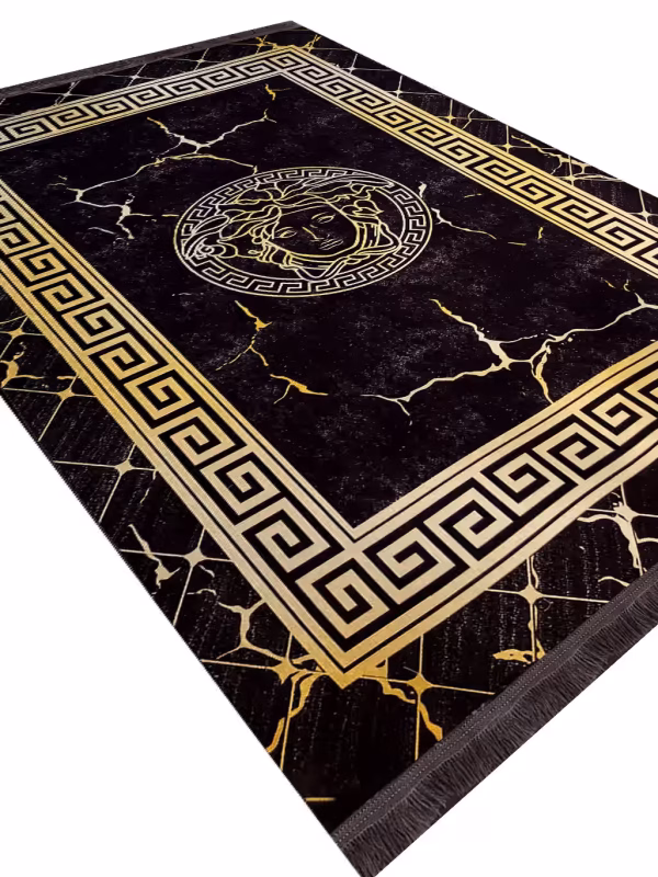 فرشینه طرح فرش ورساچه رنگ زغالی کد M242 - فرشخونه