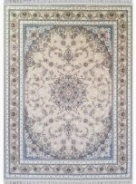 فرش 1000 شانه طرح اصفهان گل برجسته کد 11438 بژ