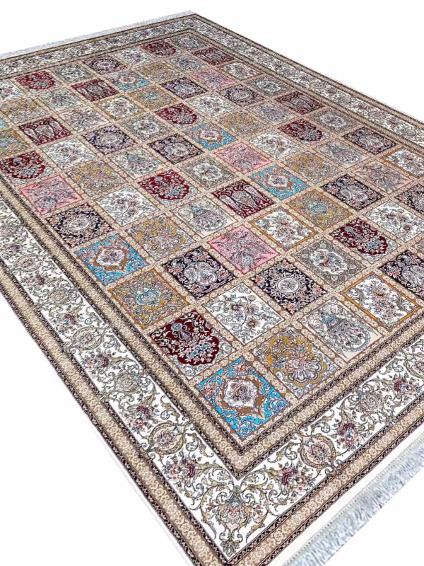 فرش طرح خشتی گردویی 1200 شانه کد 12847C