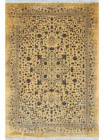 فرش طرح روبی 1200 شانه غیر برجسته 3600 کد 12850 طلایی سرمه ای
