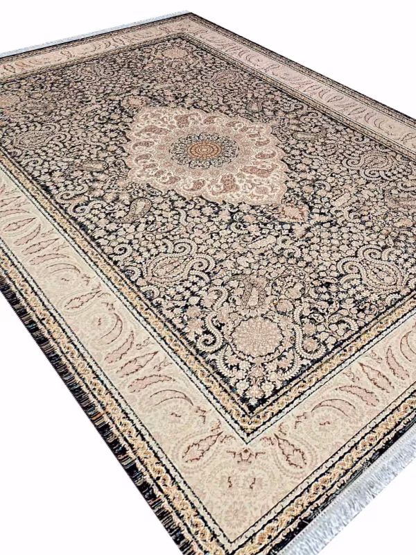 فرش گل ریز طرح سپهر سرمه ای 1200 شانه کد 12854