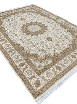 فرش طرح پرواز رنگ کرم بژ 1200 شانه غیر برجسته کد 12858