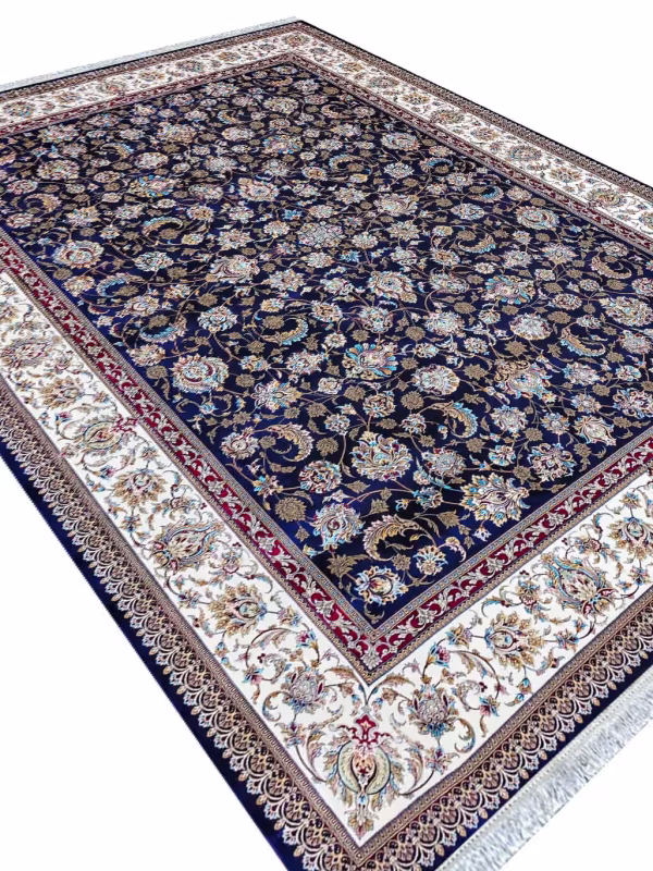 فرش افشان اصفهان گلریز رنگ سرمه ای 1200 شانه کد 12862