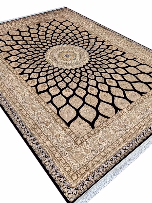 فرش طرح سلطانیه سرمه ای 1200 شانه کد 12877