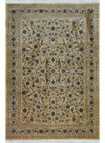 فرش طرح جازمین 1200 شانه کد 12864 طلایی سرمه ای