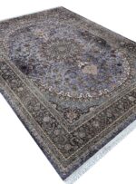 فرش ماشینی 1200 شانه وینتیج طرح اصفهان رنگ آبی کد 12881