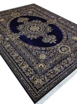 فرش طرح فرانسوی رنگ سرمه ای 1200 شانه طلاکوب کد 12884