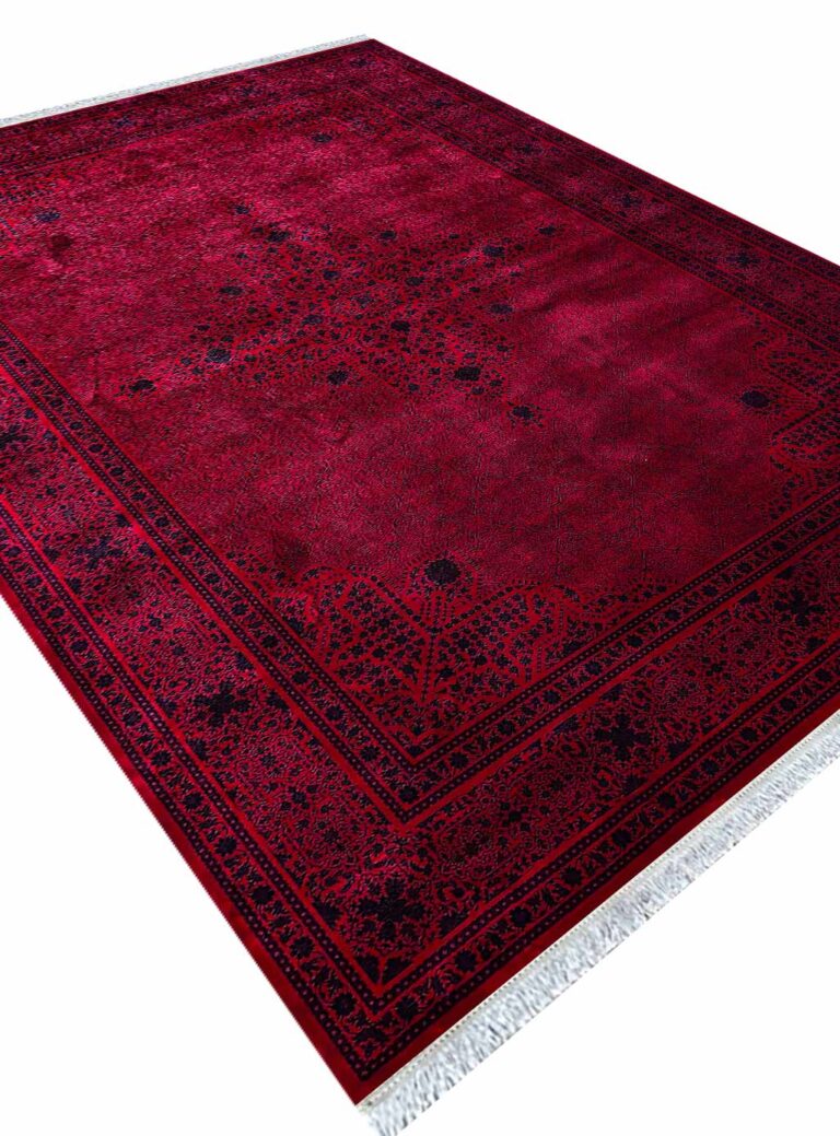 فرش ماشینی طرح گبه گلریز زمینه لاکی تیره 1200 شانه کد 12886