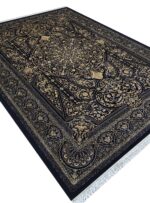 فرش طرح فرانسوی رنگ سرمه ای 1200 شانه طلاکوب کد 12891