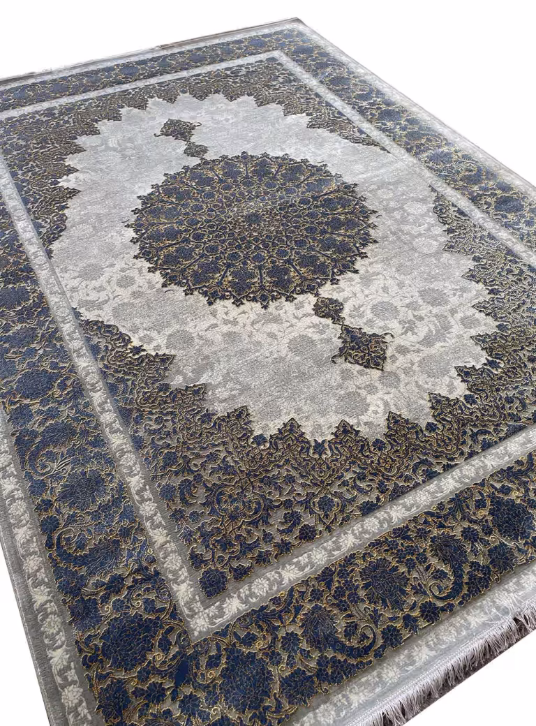 فرش ماشینی رنگ طوسی 700 شانه گل برجسته کد 70051