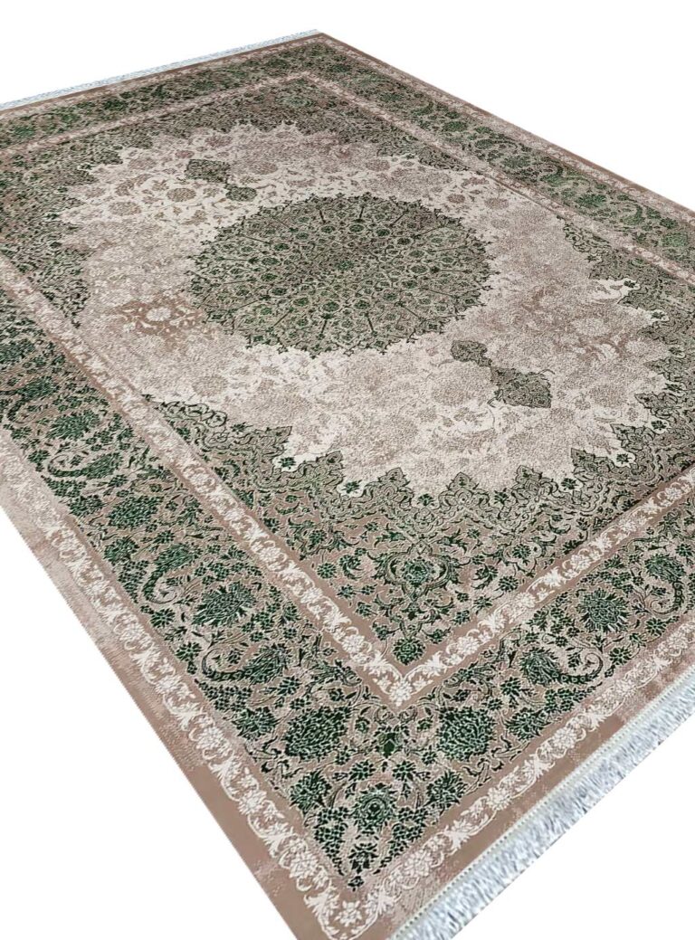 فرش طرح ﭘﺎرﺗﺎک رنگ نسکافه ای سبز 700 شانه 2100 کد 771037 - فرشخونه