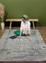 فرش طرح آمان رنگ طوسی سبز گل برجسته 700 شانه کد 73112 - Image 5