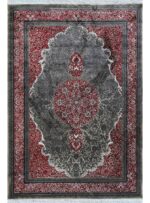 فرش طرح حریر 700 شانه رنگ طوسی لاکی گل برجسته کد 73121