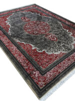 فرش طرح حریر 700 شانه رنگ طوسی گل برجسته کد 73121