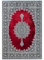 فرش طرح مهراس 700 شانه گل برجسته کد 73144 لاکی زغالی