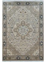 فرش سنتی طرح هریس رنگ کرم گل برجسته 700 شانه کد 75020 - Image 2