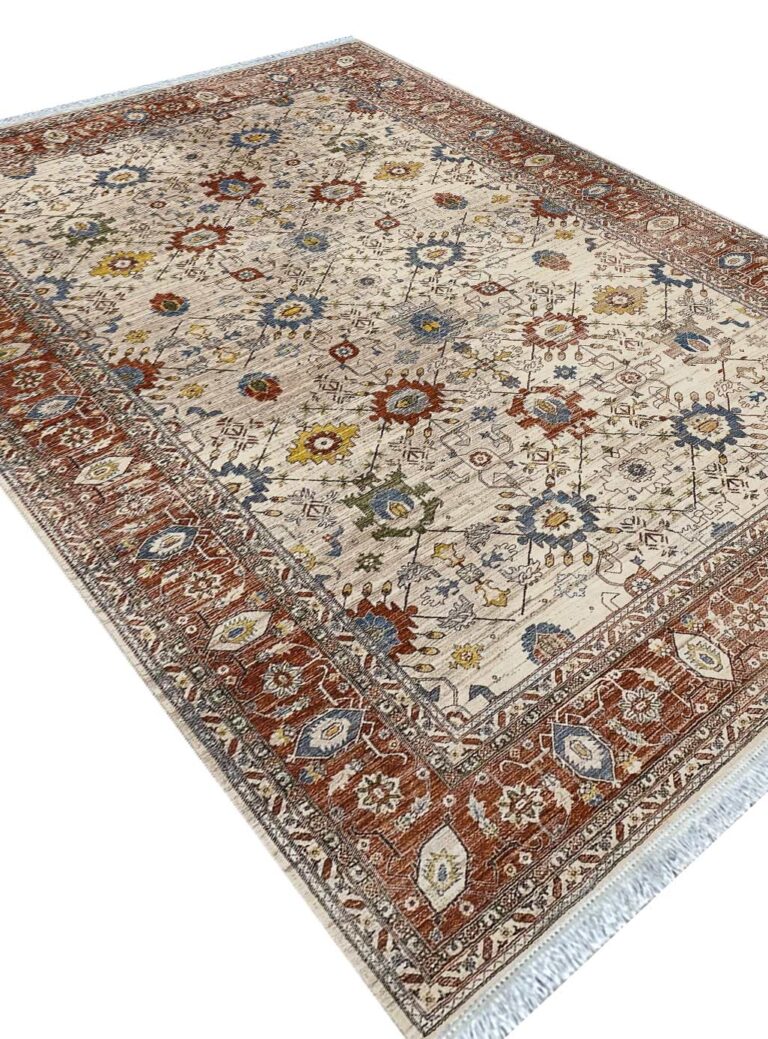 فرش سلطان آباد طرح دلربا رنگ کرم بژ 700 شانه کد 76002