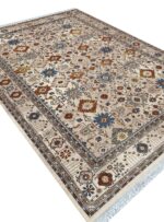 فرش سلطان آباد طرح زرنگار 700 شانه رنگ کرم بژ کد 76004