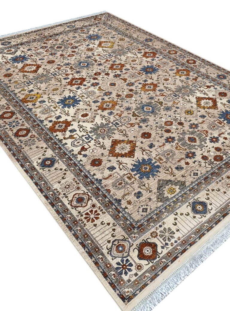 فرش سلطان آباد طرح زرنگار 700 شانه رنگ کرم بژ کد 76004