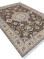 فرش سلطان آباد طرح افرا رنگ گردویی 700 شانه کد 76009
