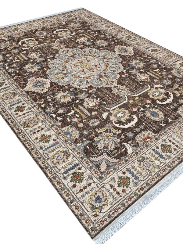 فرش سلطان آباد طرح افرا رنگ گردویی 700 شانه کد 76009