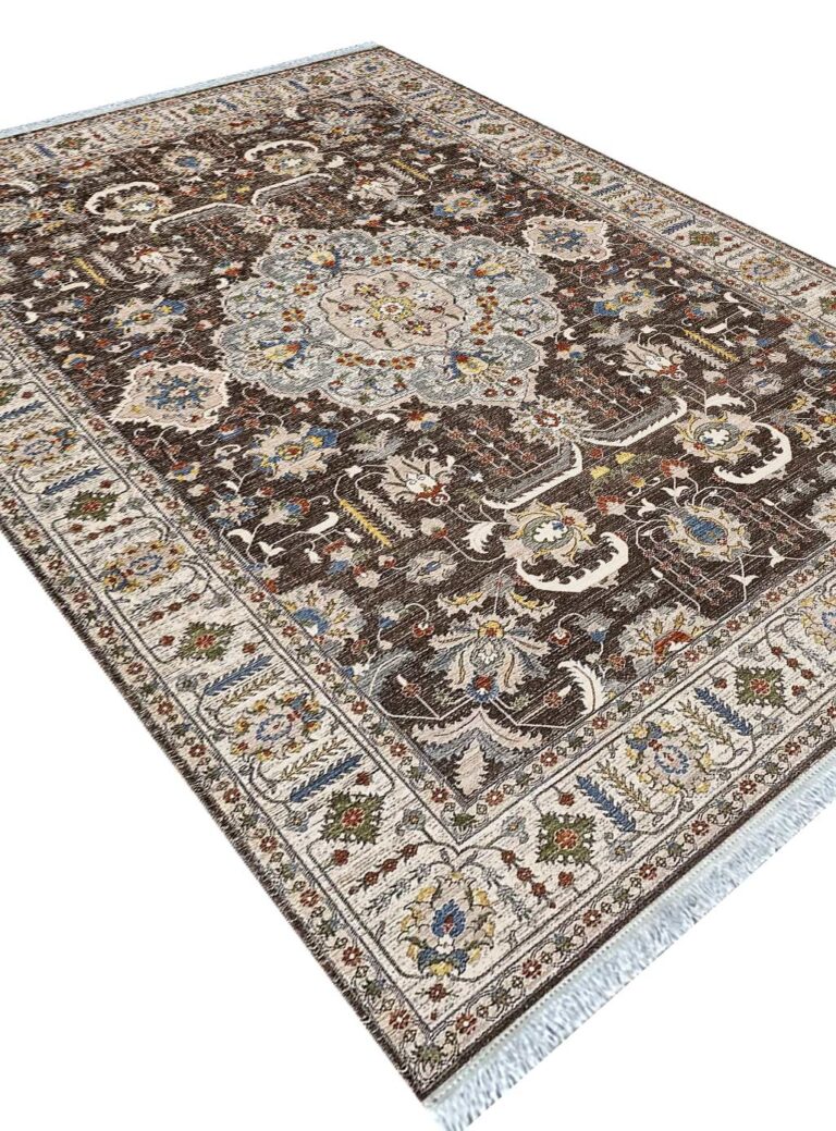فرش سلطان آباد طرح افرا رنگ گردویی 700 شانه کد 76009