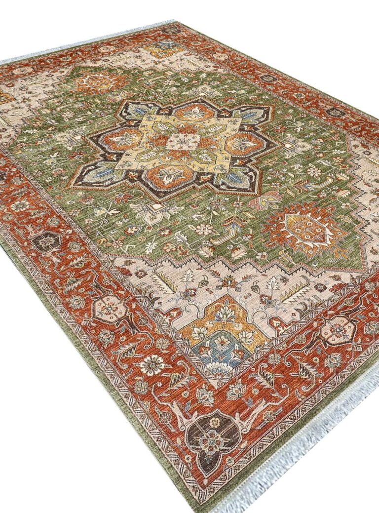 گبه ماشینی سلطان آباد طرح هریس رنگ سبز 700 شانه کد 76022