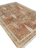 فرش گبه ماشینی طرح درختی رنگ مسی 700 شانه کد 76023