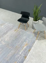 فرش وینتیج طرح راه راه نقره ای 400 شانه کد 441022NK - Image 4