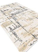 فرش مدرن و فانتزی رنگ کرم گل برجسته کد 41169K