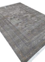 فرش وینتیج طرح مراکشی رنگ کرم نقره ای 700 شانه کد 42073