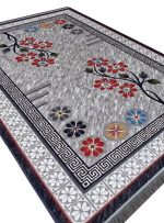 گلیم فرش ماشینی طرح گل و بوته زمینه طوسی کد 913